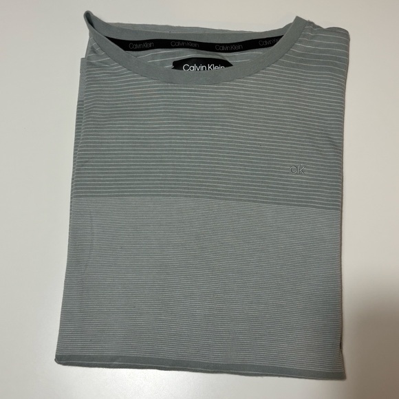Calvin Klein Light Gray and beige Striped Tee (two) - Picture 4 of 8